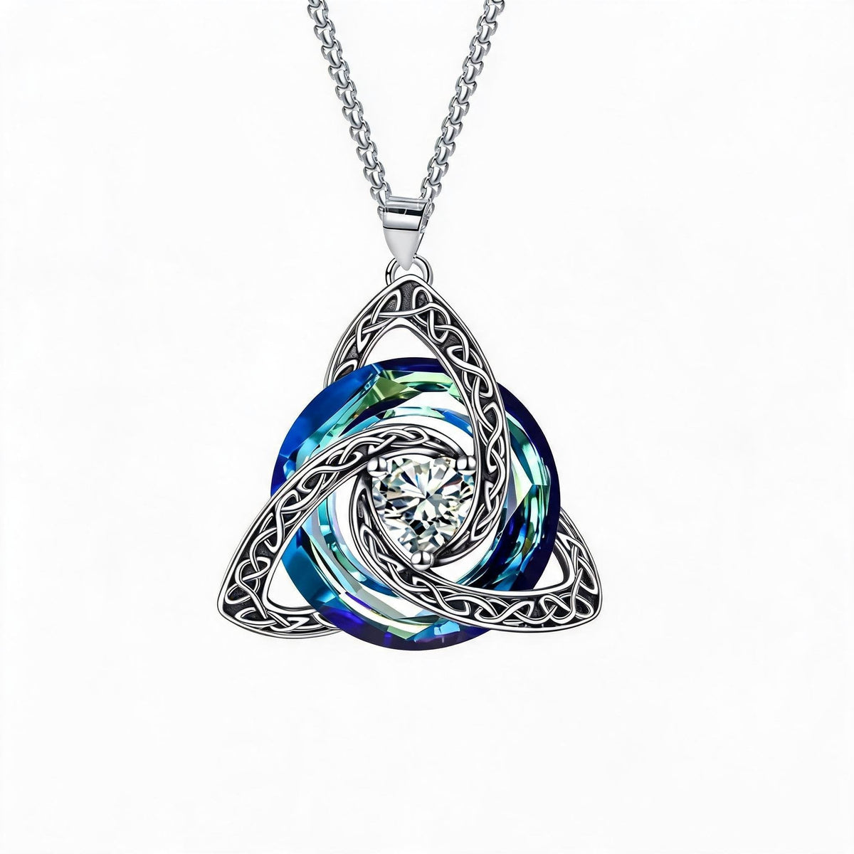 💎🔮 Halskette mit keltischem Triquetra-Knoten und Geburtsstein
