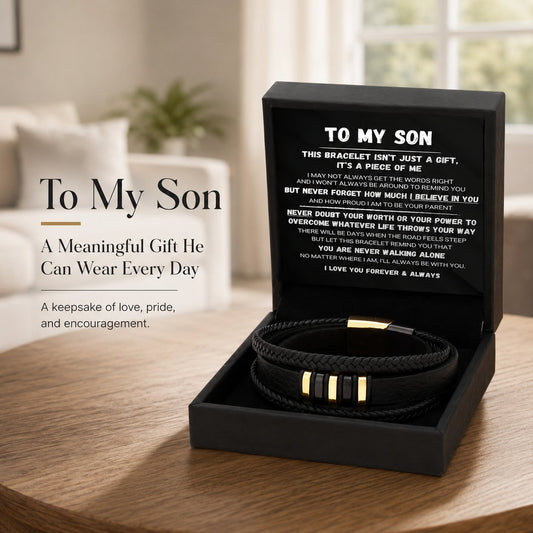 🖤Für meinen Sohn – Geflochtenes Armband-Set „Never Walk Alone“