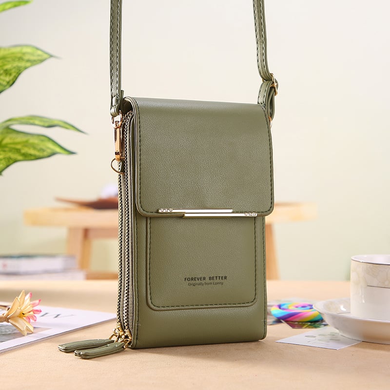 👜📱 Schlichtes und elegantes Touchscreen-Handyporto für Damen, um die Schulter zu tragen