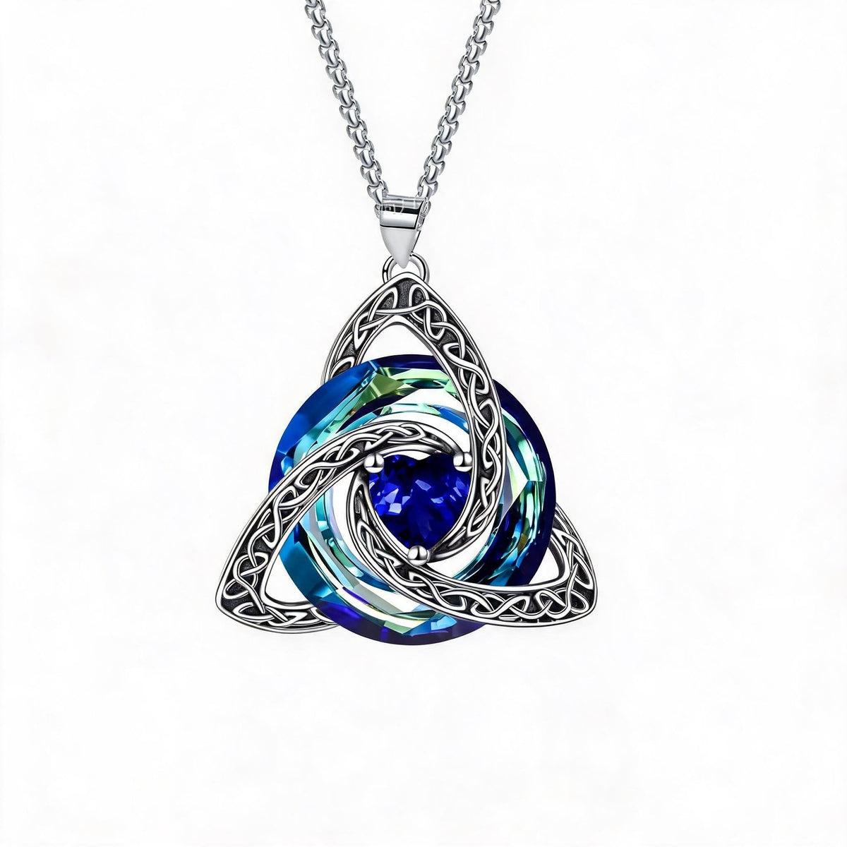 💎🔮 Halskette mit keltischem Triquetra-Knoten und Geburtsstein