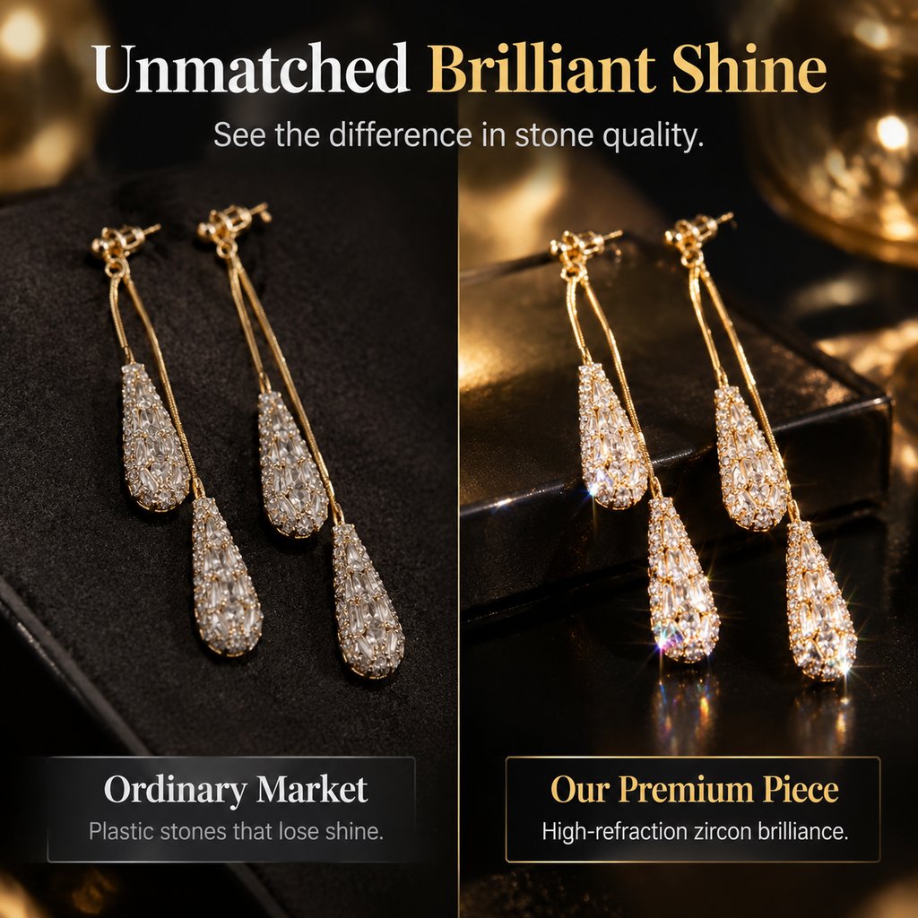 💎 Elegante Damenohrringe mit Zirkonia – beidseitig, tropfenförmig, mit Quasten