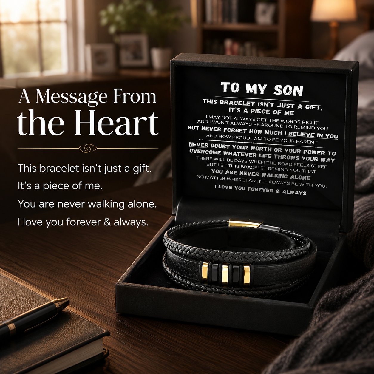 🖤Für meinen Sohn – Geflochtenes Armband-Set „Never Walk Alone“