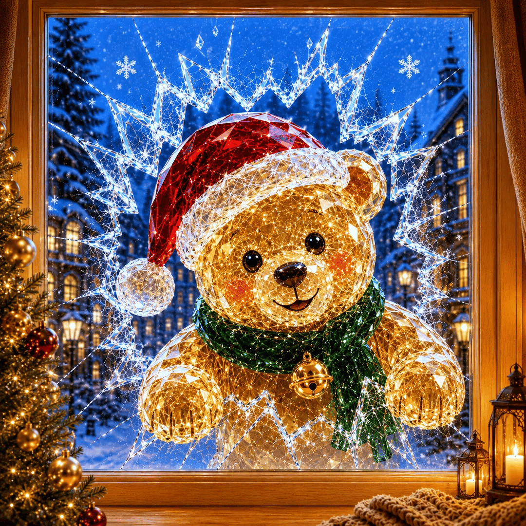 🔥SUPER-ANGEBOT: 49 % RABATT✨🎄Fensteraufkleber „Kristall-Einbruch“ zu Weihnachten – 3D-Fensterdeko mit Splitterglas-Optik