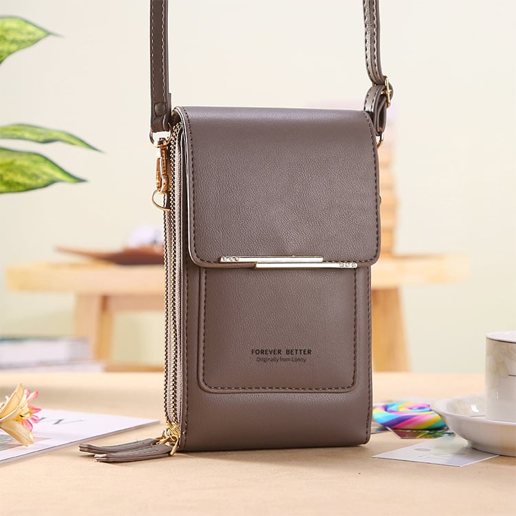 👜📱 Schlichtes und elegantes Touchscreen-Handyporto für Damen, um die Schulter zu tragen