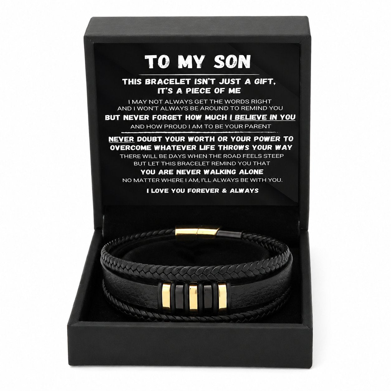 🖤Für meinen Sohn – Geflochtenes Armband-Set „Never Walk Alone“