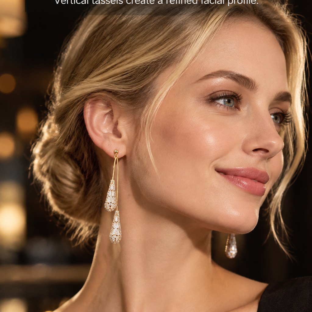 💎 Elegante Damenohrringe mit Zirkonia – beidseitig, tropfenförmig, mit Quasten