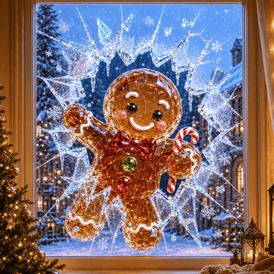 🔥SUPER-ANGEBOT: 49 % RABATT✨🎄Fensteraufkleber „Kristall-Einbruch“ zu Weihnachten – 3D-Fensterdeko mit Splitterglas-Optik