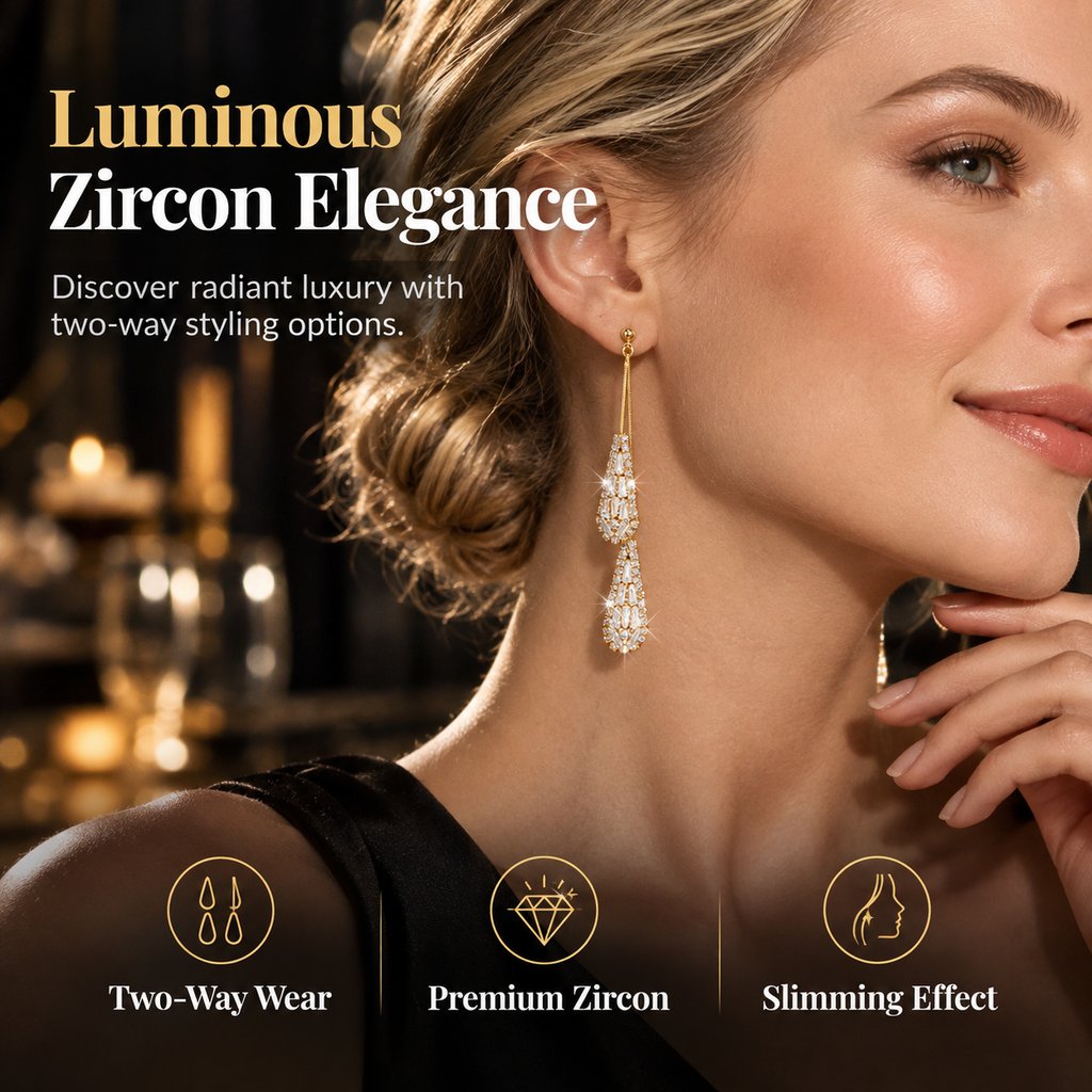 💎 Elegante Damenohrringe mit Zirkonia – beidseitig, tropfenförmig, mit Quasten