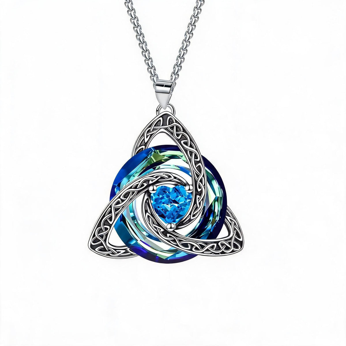 💎🔮 Halskette mit keltischem Triquetra-Knoten und Geburtsstein