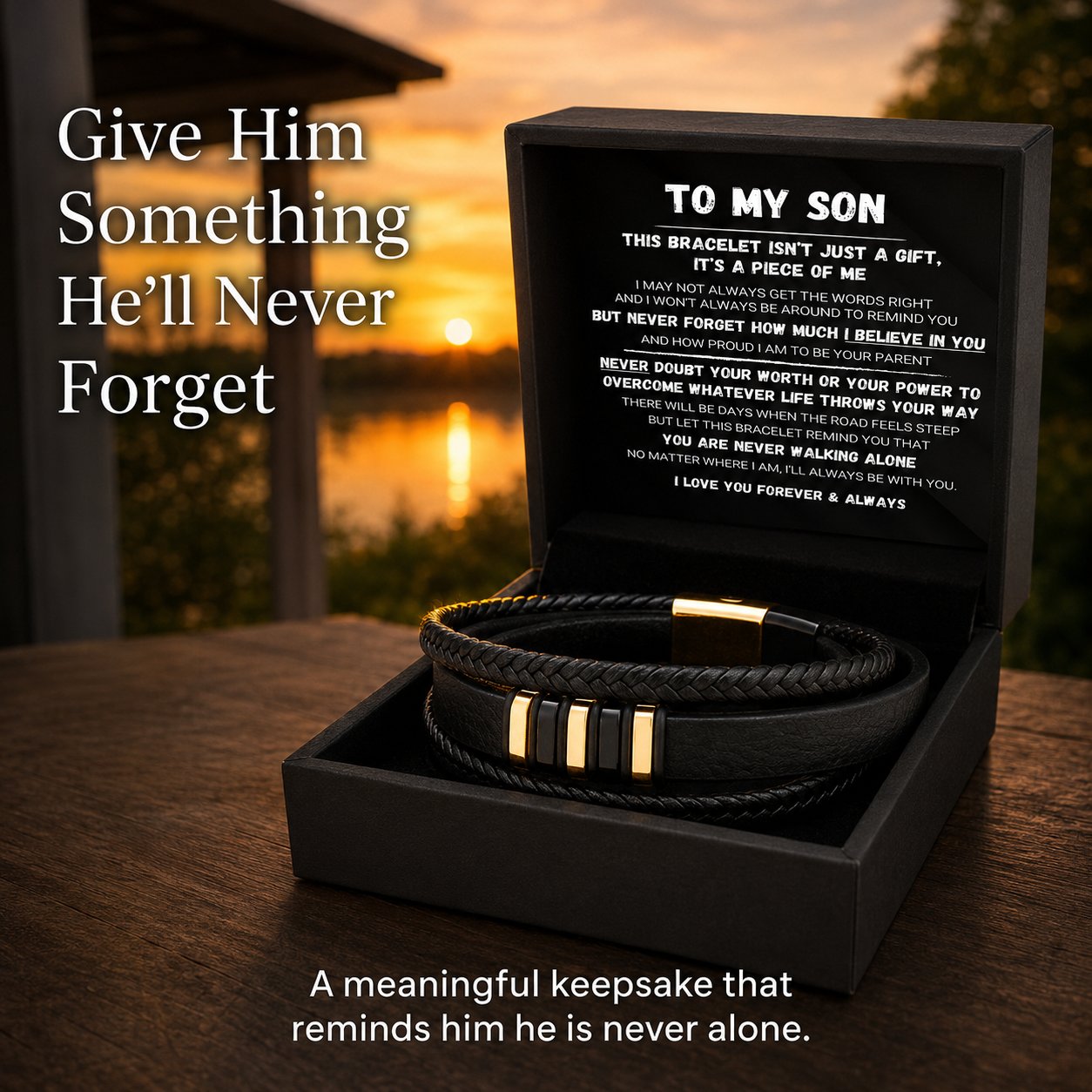 🖤Für meinen Sohn – Geflochtenes Armband-Set „Never Walk Alone“