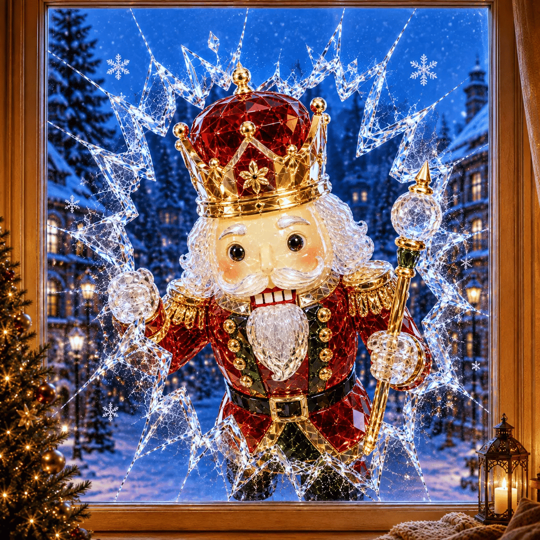 🔥SUPER-ANGEBOT: 49 % RABATT✨🎄Fensteraufkleber „Kristall-Einbruch“ zu Weihnachten – 3D-Fensterdeko mit Splitterglas-Optik
