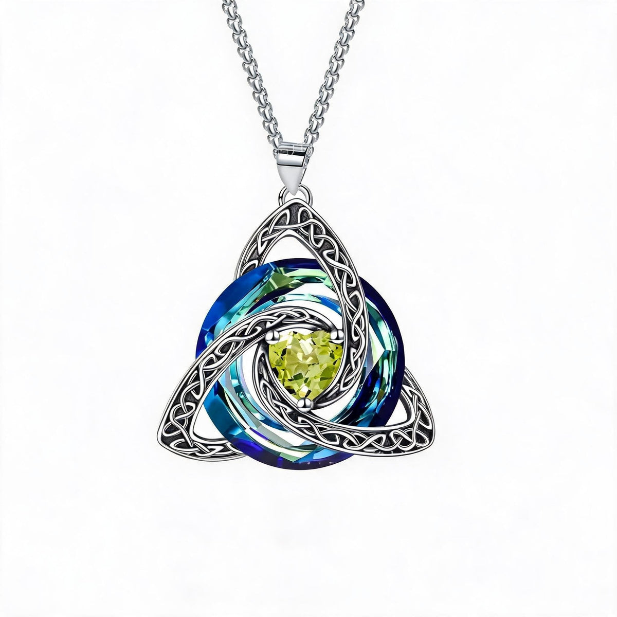 💎🔮 Halskette mit keltischem Triquetra-Knoten und Geburtsstein