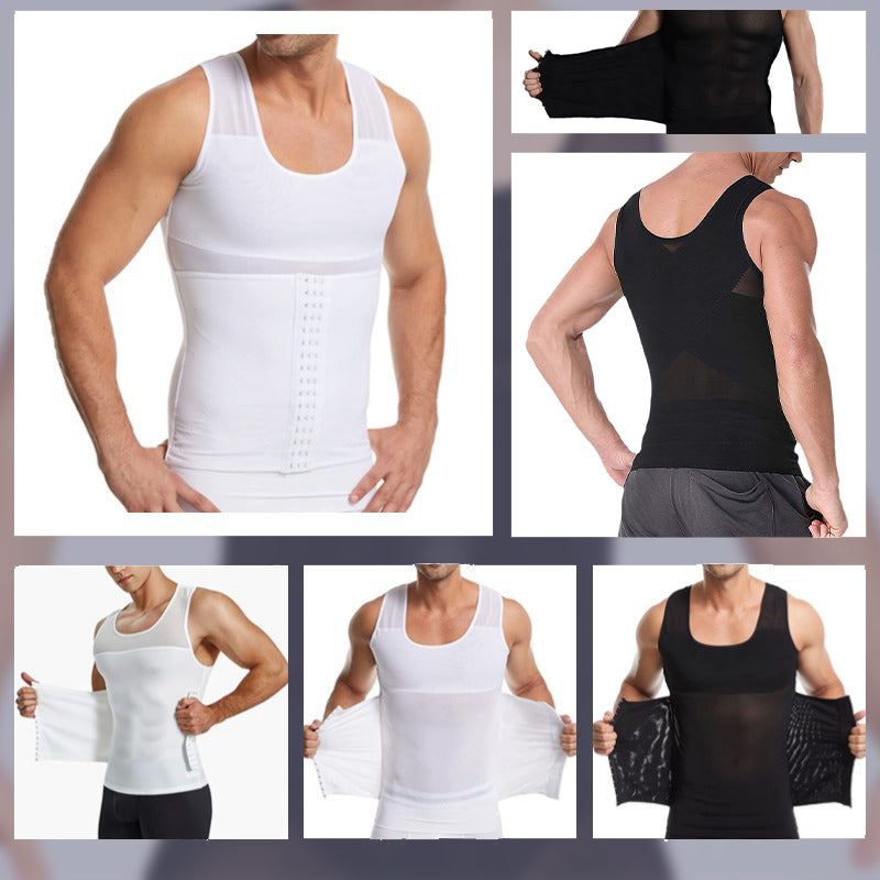 Figurformende Mesh-Weste für Herren mit Taillenformer