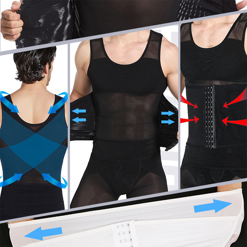 Figurformende Mesh-Weste für Herren mit Taillenformer