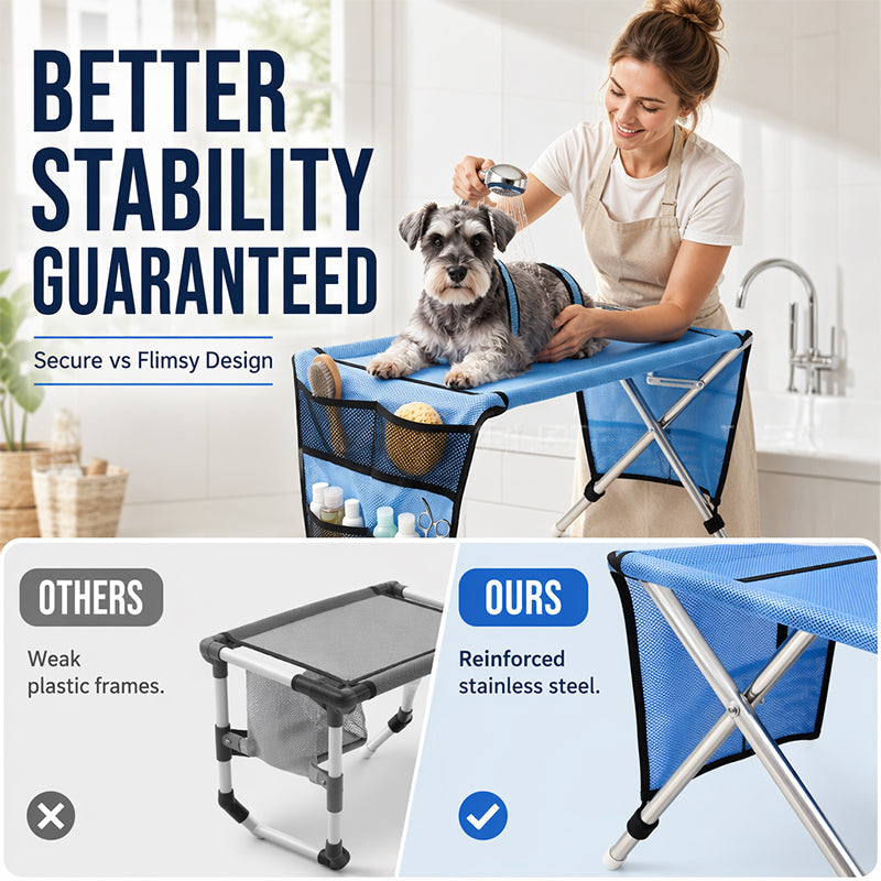 ÜBER 50.000 VERKAUFT!🛋️🐕 50 % RABATT! Faltbares 2-in-1-Pflegebett für Haustiere – Pflegen im Stehen, kein Bücken mehr! Stabil und bequem zum Krallenschneiden und Trocknen.