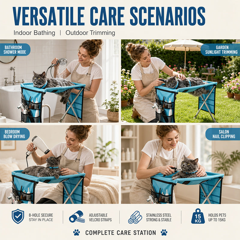 ÜBER 50.000 VERKAUFT!🛋️🐕 50 % RABATT! Faltbares 2-in-1-Pflegebett für Haustiere – Pflegen im Stehen, kein Bücken mehr! Stabil und bequem zum Krallenschneiden und Trocknen.