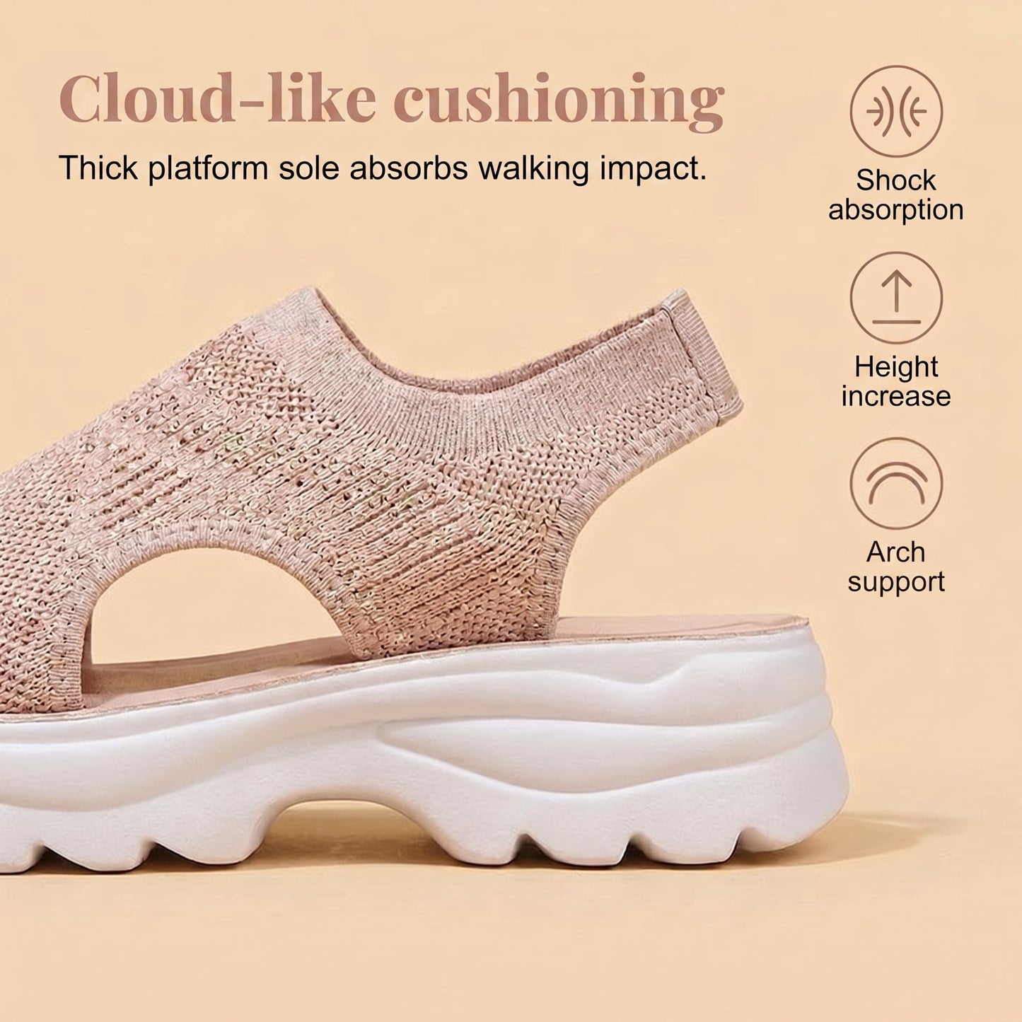 Atmungsaktive Plateau-Sandalen aus Mesh für Damen