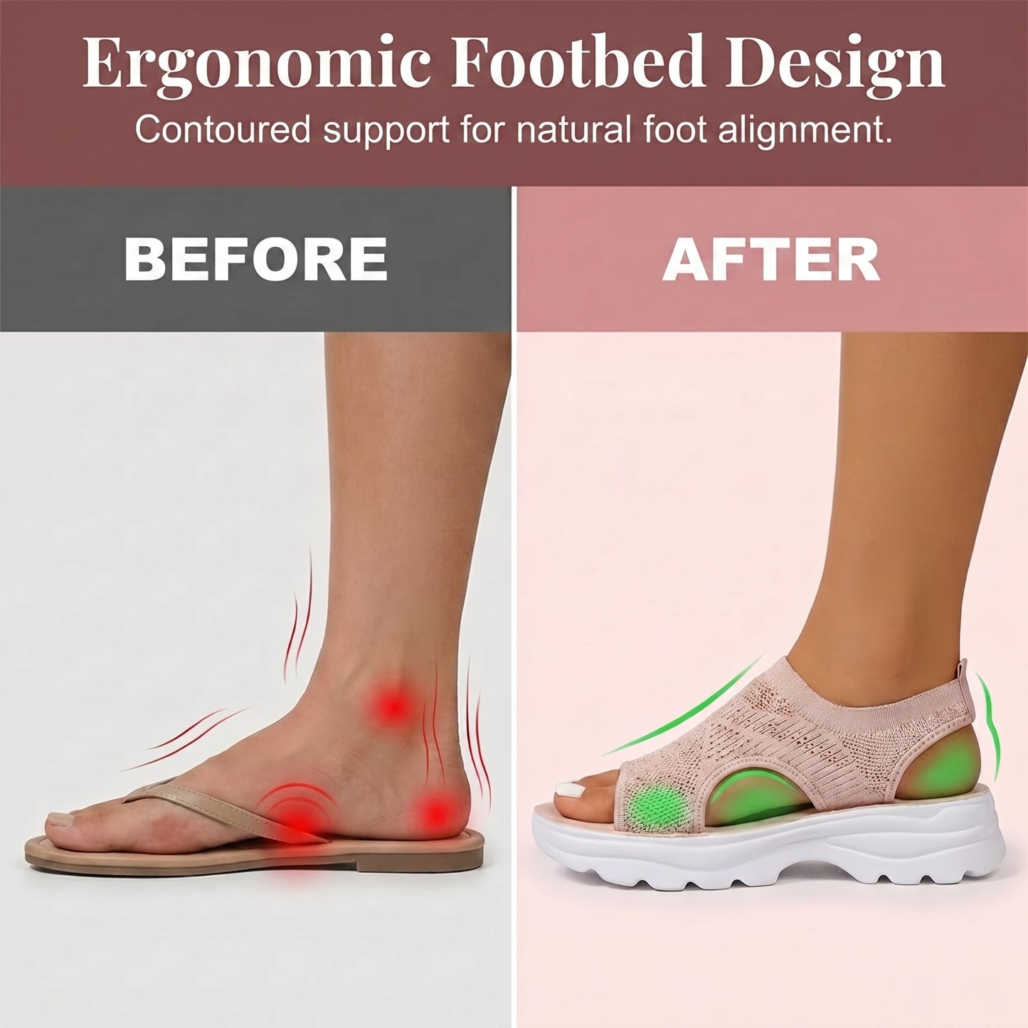 Atmungsaktive Plateau-Sandalen aus Mesh für Damen